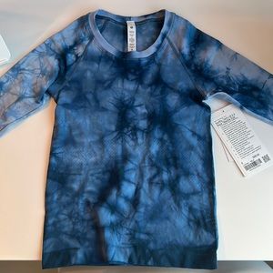 lululemon swiftly tech LS 2.0 race* marble die - blue marble die - rare - size 0